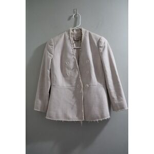 Rebecca Taylor Tailored Blazer Jacket Frayed Edges‎ Light Pink Career Size 00